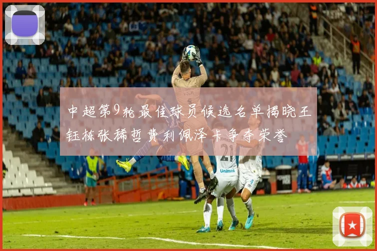 中超第9轮最佳球员候选名单揭晓王钰栋张稀哲费利佩泽卡争夺荣誉